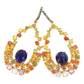 Bochic“Capri” Blue Sapphire & Multi Sapphires Earrings Set in 22k Gold & Silver