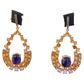 Bochic“Capri” Blue Sapphire & Multi Sapphires Earrings Set in 22k Gold & Silver