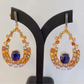 Bochic“Capri” Blue Sapphire & Multi Sapphires Earrings Set in 22k Gold & Silver
