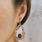 Bochic“Capri” Blue Sapphire & Multi Sapphires Earrings Set in 22k Gold & Silver