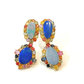 Bochic “Orient” Opals & Multi Color Fancy Sapphire Earrings Set 18K Gold&Silver