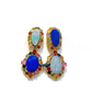Bochic “Orient” Opals & Multi Color Fancy Sapphire Earrings Set 18K Gold&Silver