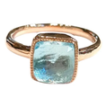 Classic Italian Bochic “Capri” Blue Aquamarine Ring Set In 18K Gold & Silver