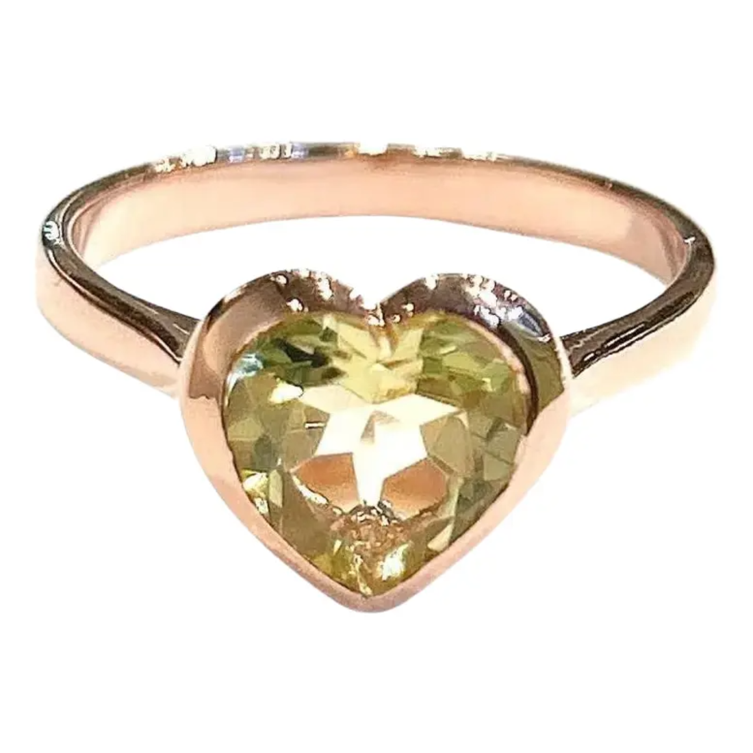 Bochic “Capri” Green Amethyst Heart Shape Ring Set In 18K Gold & Silver