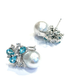 Bochic “Orient” Pearls, Topaz & Blue Appetite Earrings Set 18K Gold & Silver