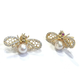 Bochic “Orient” Akoya Pearl & Light Blue Topaz Earrings Set 18K Gold & Silver