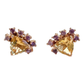 Bochic “Orient” Lemon Topaz Trillions & Amethyst Earrings Set 18K Gold & Silver