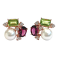 Bochic “Orient” Akoya Pearl, Peridot & Topaz Earrings Set 18K Gold & Silver