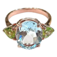 Bochic “Orient” Green Peridot & Oval Blue Topaz Ring Set In 18K Gold & Silver