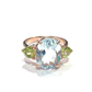 Bochic “Orient” Green Peridot & Oval Blue Topaz Ring Set In 18K Gold & Silver