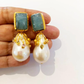 Bochic “Capri” Aquamarine & Sapphire, Pearl Earrings Set In 18K Gold & Silver
