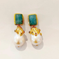 Bochic “Capri” Aquamarine & Sapphire, Pearl Earrings Set In 18K Gold & Silver