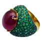 Bochic “Orient” Natural Emerald & Ruby Cocktail Ring Set In 18K Gold & Silver