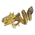 Bochic “Orient” Neoclassical Dragon Yellow Sapphire Ring Set 18K Gold & Silver