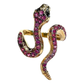 Bochic “Orient” Blue Sapphire & Red Ruby Serpent Ring In 18K Gold & Silver