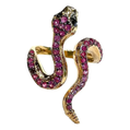 Bochic “Orient” Blue Sapphire & Red Ruby Serpent Ring In 18K Gold & Silver