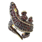Bochic “Orient” Neoclassical Crocodile Red Garnet Ring Set 18K Gold & Silver