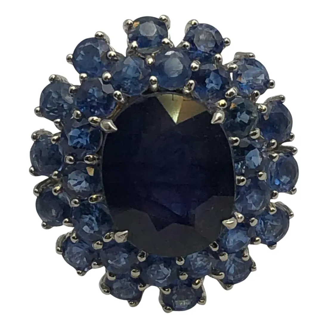 Bochic “Orient” Blue Sapphire & Kyanite Cocktail Ring Set In 18K Gold & Silver