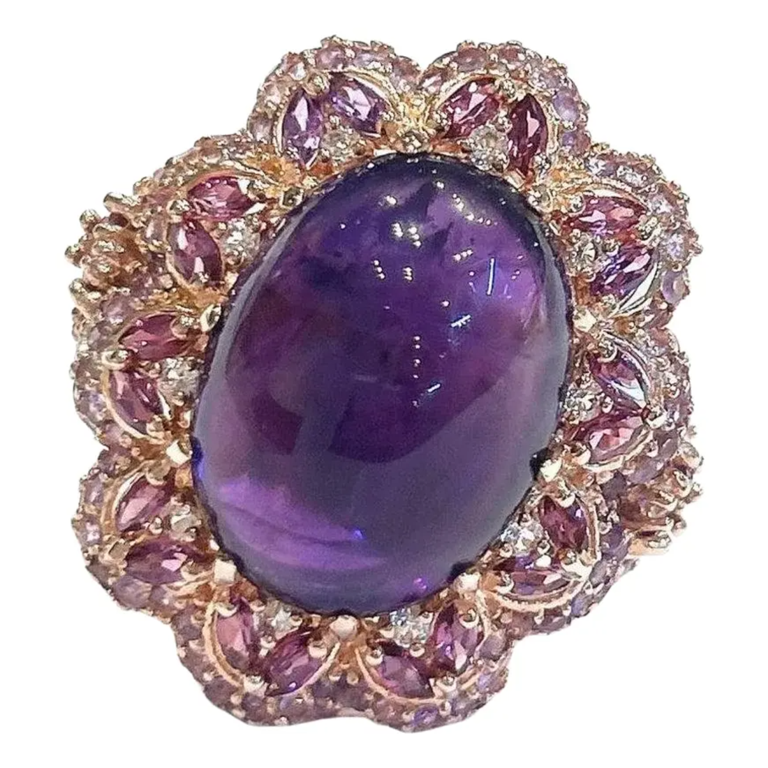 Bochic “Capri” Amethyst & Topaz Cocktail Ring Set In 18K Gold & Silver