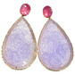 Bochic “Orient” Red Ruby & Lavender Jade Earrings set in 18K Gold & Silver