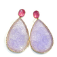 Bochic “Orient” Red Ruby & Lavender Jade Earrings set in 18K Gold & Silver