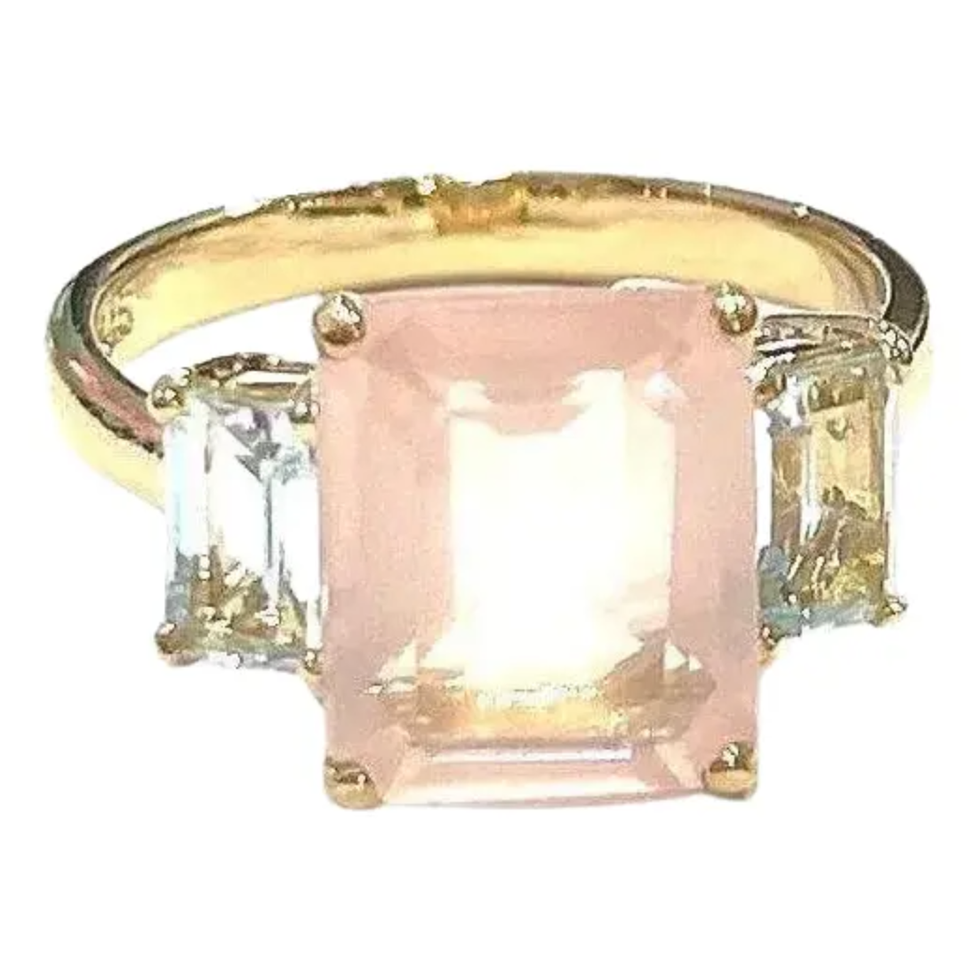 Bochic “Orient” Rose Quartz & Light Blue Topaz Ring Set In 18K Gold & Silver