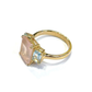 Bochic “Orient” Rose Quartz & Light Blue Topaz Ring Set In 18K Gold & Silver