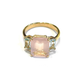 Bochic “Orient” Rose Quartz & Light Blue Topaz Ring Set In 18K Gold & Silver