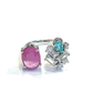 Bochic “Orient” Ruby, Appetite, & Topaz Cocktail Ring Set In 18K Gold & Silver