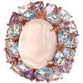 Bochic “Orient” Pink Opal, Blue Topaz & Amethyst Ring Set In 18K Gold & Silver