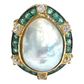 Bochic “Orient” Emerald, Topaz & Pearl Cocktail Ring Set In 18K Gold & Silver