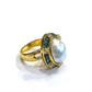 Bochic “Orient” Emerald, Topaz & Pearl Cocktail Ring Set In 18K Gold & Silver