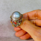 Bochic “Capri” Multi Sapphire & Tahiti Pearl Ring Set In 18K Gold & Silver