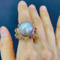 Bochic “Capri” Multi Sapphire & Tahiti Pearl Ring Set In 18K Gold & Silver