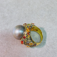 Bochic “Capri” Multi Sapphire & Tahiti Pearl Ring Set In 18K Gold & Silver