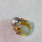 Bochic “Capri” Multi Sapphire & Tahiti Pearl Ring Set In 18K Gold & Silver