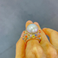 Bochic “Capri” Multi Sapphire & Tahiti Pearl Ring Set In 18K Gold & Silver
