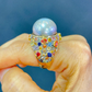 Bochic “Capri” Multi Sapphire & Tahiti Pearl Ring Set In 18K Gold & Silver