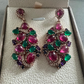 Bochic “Orient” Ruby, Green Agate & Amethyst Earrings Set In 18K Gold & Silver