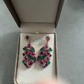 Bochic “Orient” Ruby, Green Agate & Amethyst Earrings Set In 18K Gold & Silver