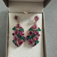 Bochic “Orient” Ruby, Green Agate & Amethyst Earrings Set In 18K Gold & Silver