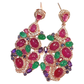 Bochic “Orient” Ruby, Green Agate & Amethyst Earrings Set In 18K Gold & Silver