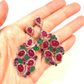 Bochic “Orient” Ruby, Green Agate & Amethyst Earrings Set In 18K Gold & Silver