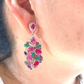 Bochic “Orient” Ruby, Green Agate & Amethyst Earrings Set In 18K Gold & Silver
