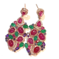 Bochic “Orient” Ruby, Green Agate & Amethyst Earrings Set In 18K Gold & Silver