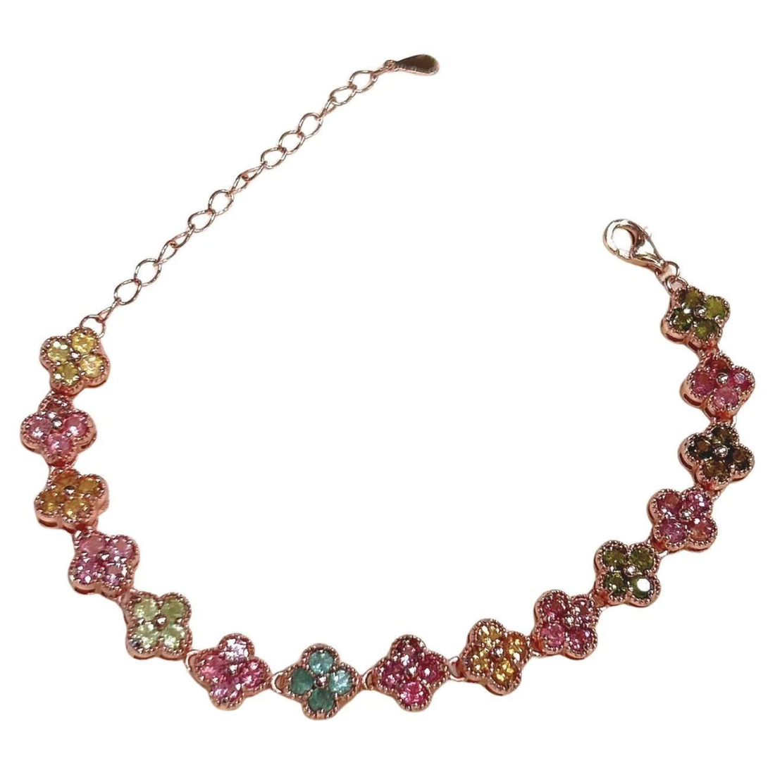 Bochic “Iconic” Ruby & Multi Color Tourmaline Bracelet Set In 18K Gold & Silver