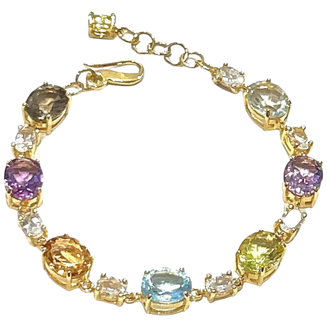 Bochic “Capri” Peridot & Multi Color Gem Bracelet Set In 18K Gold & Silver