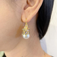 Bochic “Capri” Coral, Pearl & Rose Cut Sapphire Earrings Set18K Gold & Silver