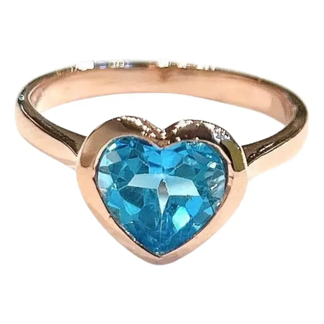 Bochic “Capri” Blue Topaz Heart Shape Ring Set In 18K Gold & Silver