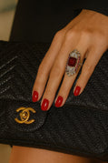 “Capri” Vintage Ruby & Diamond Art Deco Ring Set In 18K Gold & Silver
